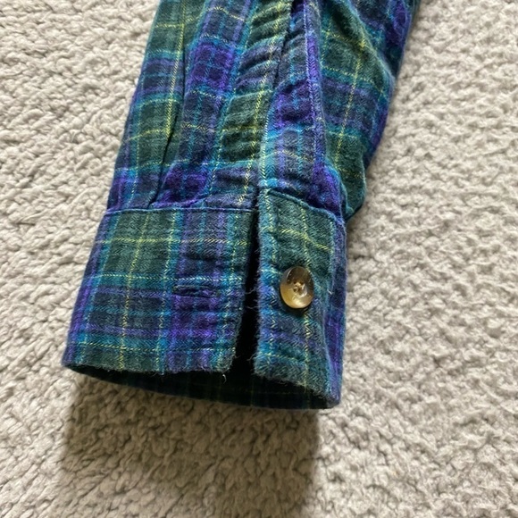 Eddie Bauer Shirt Mens Large Green Blue Plaid Button Up Long Sleeve Flannel - Picture 8 of 12